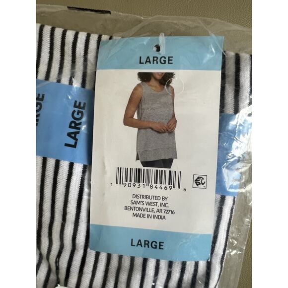 Lands End Split Hem Tank Women’s LG White / Black Stripe New In Bag - Picture 1 of 6
